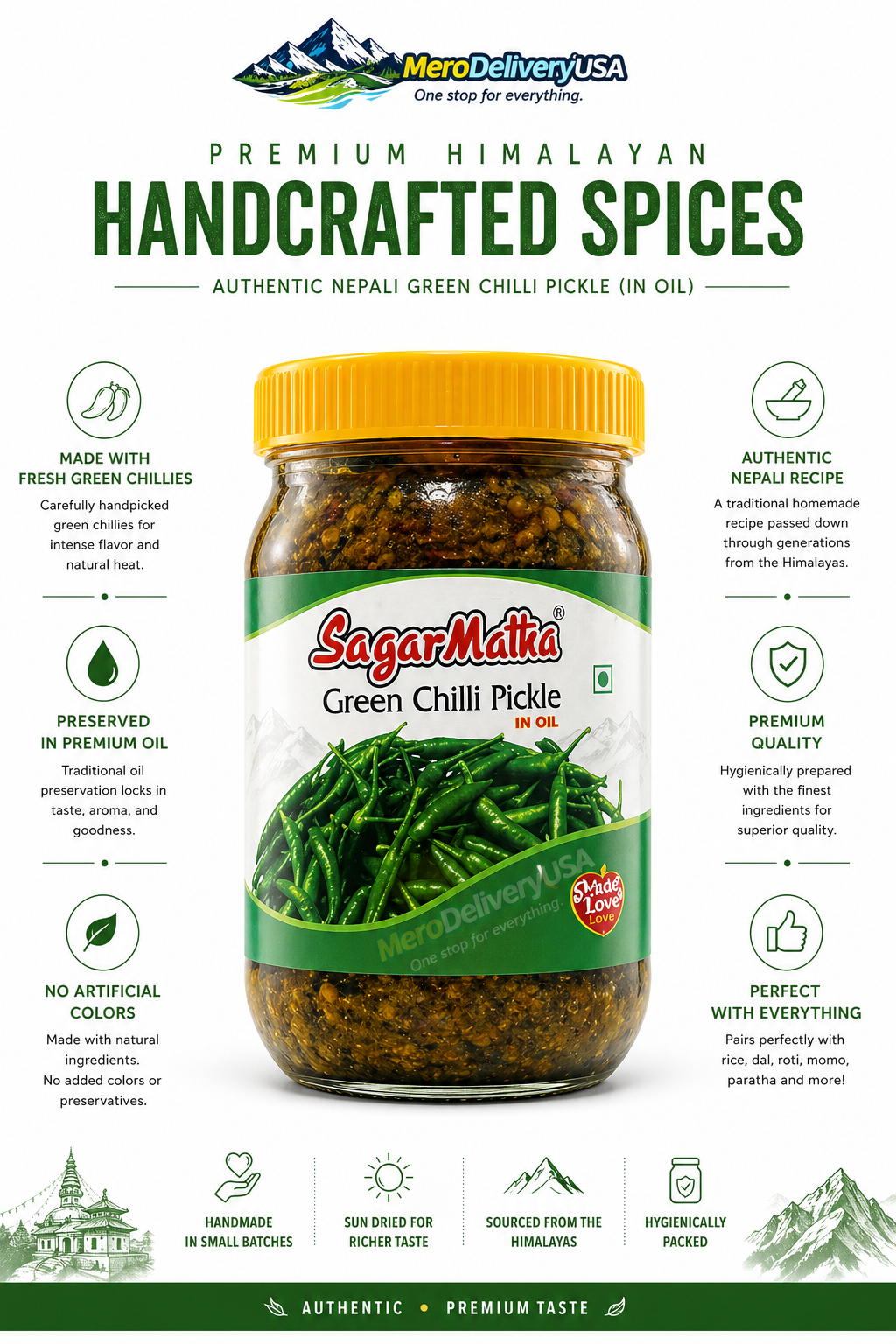 Green chilli pickle 380g - Sagarmatha Foods